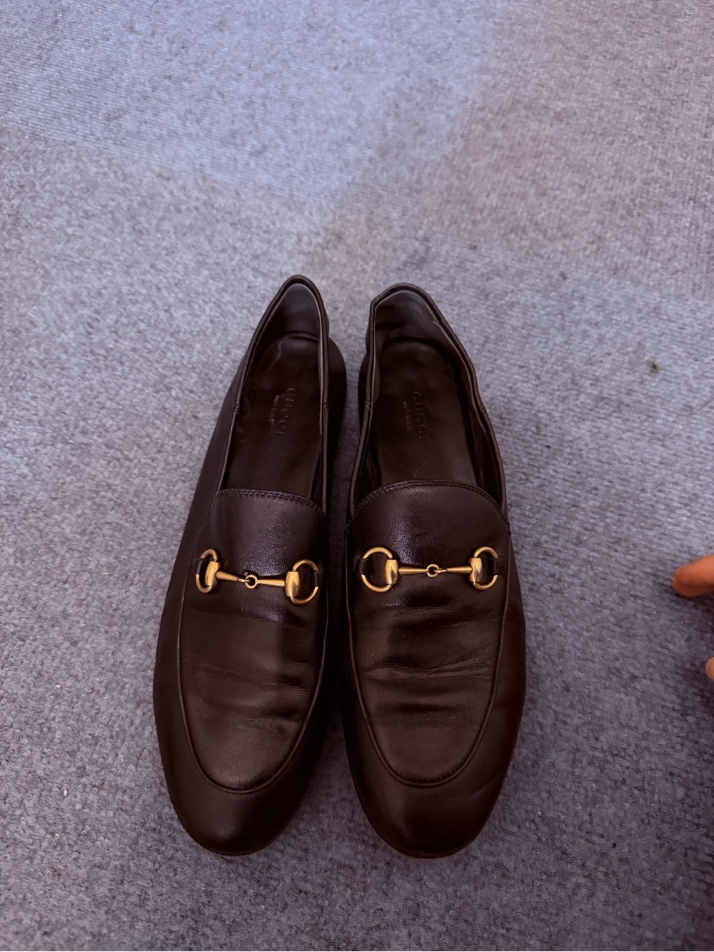 Gucci Black Leather Horsebit Loafers with Gold Hardware